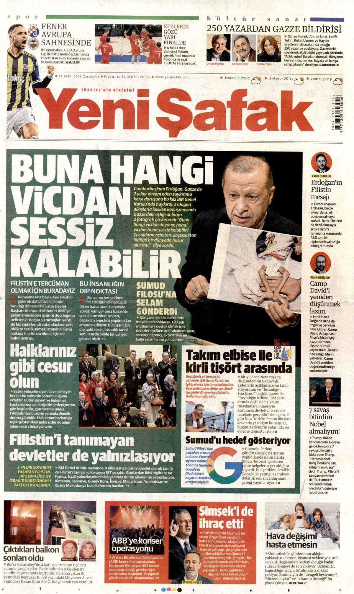 Hangi vicdan buna dayanır? Cumhurbaşkanı Erdoğan'ın tarihi BM konuşması manşetlerde! Hangi gazete nasıl gördü? 4