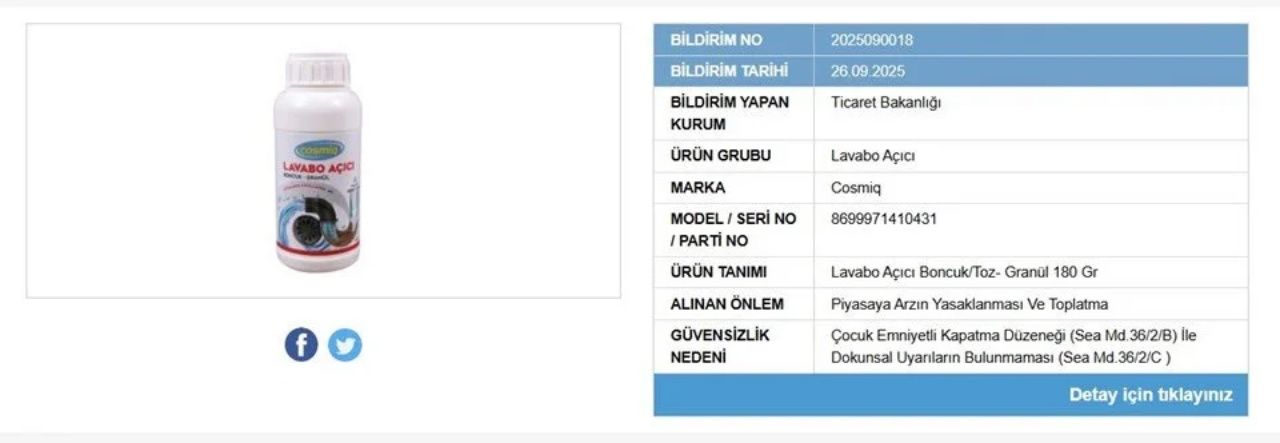 Ticaret Bakanlığı’ndan güvensiz ürün kararı! O lavabo açıcıların satışı yasaklandı 4