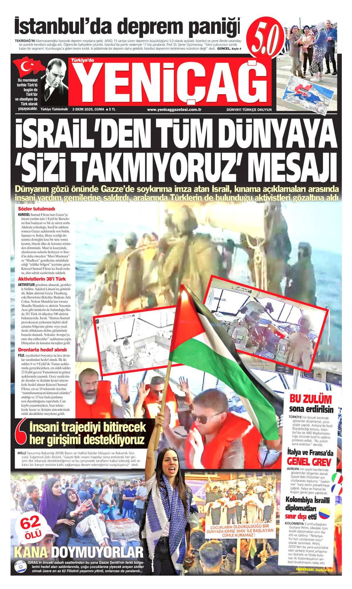 Surda ilk gedik açıldı! Sumud Filosu manşetlerde! Gazze'ye 9 mil yaklaştılar... 9