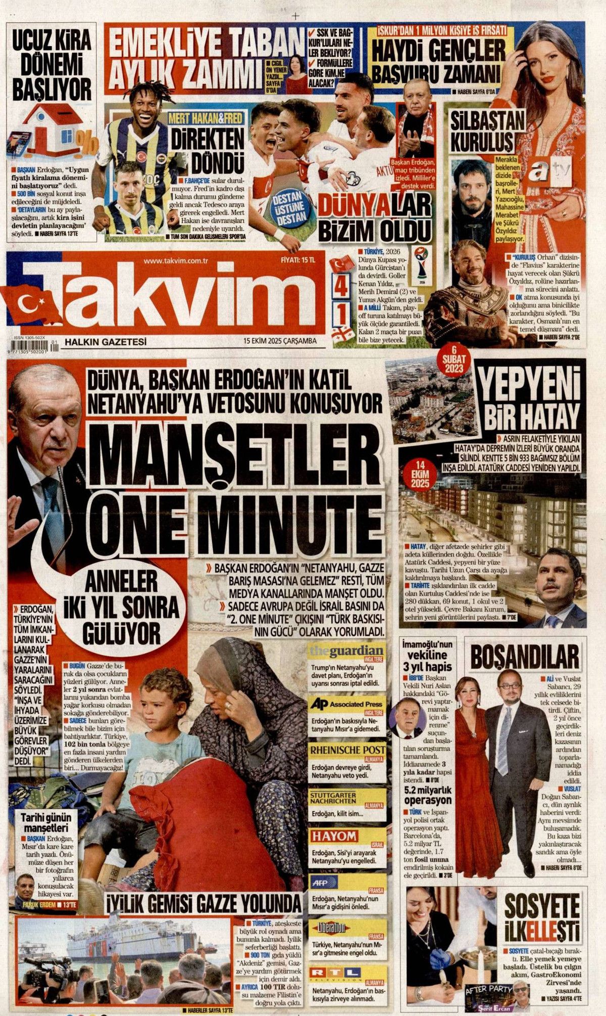 Manşetler One Minute: Dünya, Cumhurbaşkanı Erdoğan'ın katil Netanyahu'ya vetosunu konuşuyor! 1