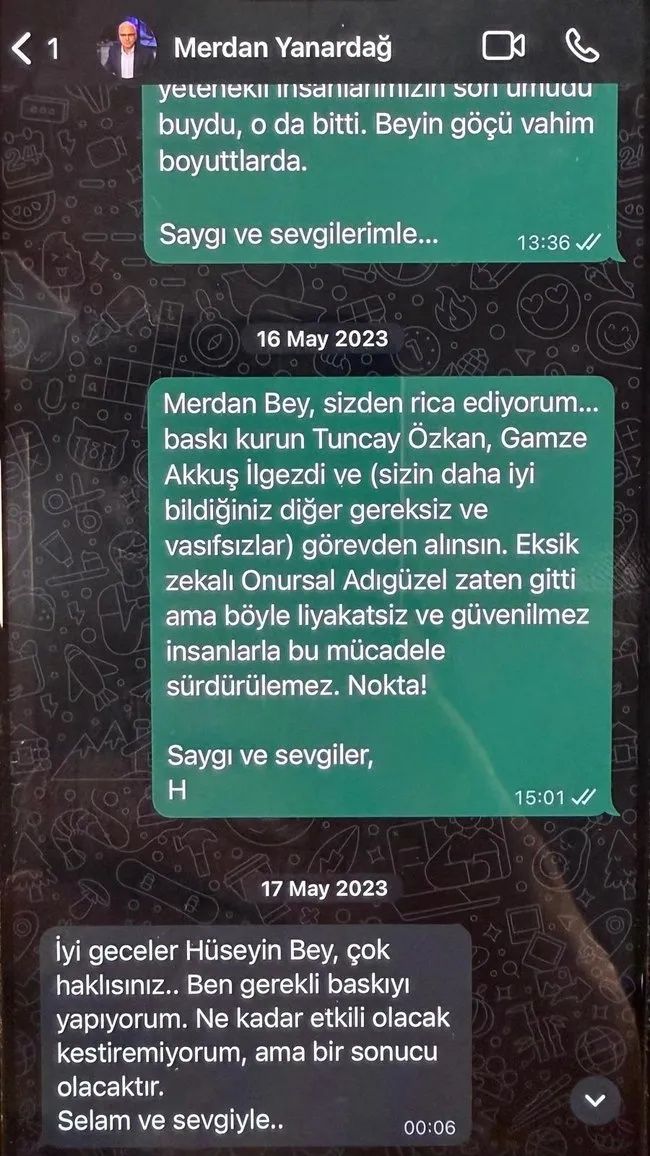 Tele1 yöneticisi Merdan Yanardağ ile ajan Hüseyin Gün arasındaki WhatsApp mesajları ortaya çıktı! “Baskı kurun, görevden alınsın!” 9