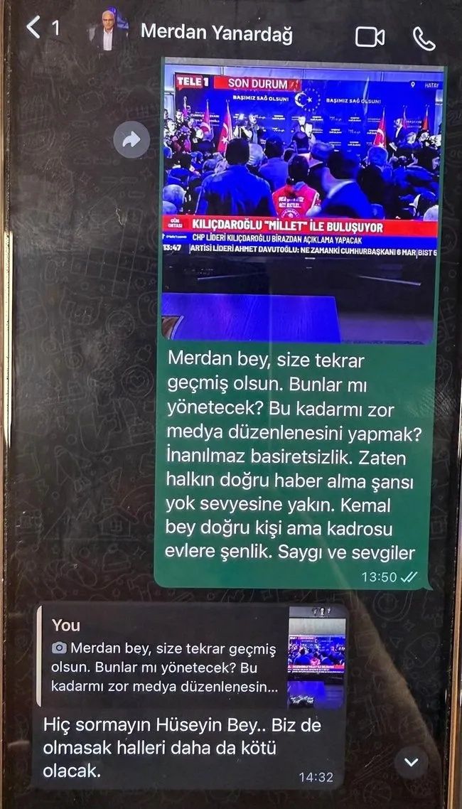 Tele1 yöneticisi Merdan Yanardağ ile ajan Hüseyin Gün arasındaki WhatsApp mesajları ortaya çıktı! “Baskı kurun, görevden alınsın!” 7