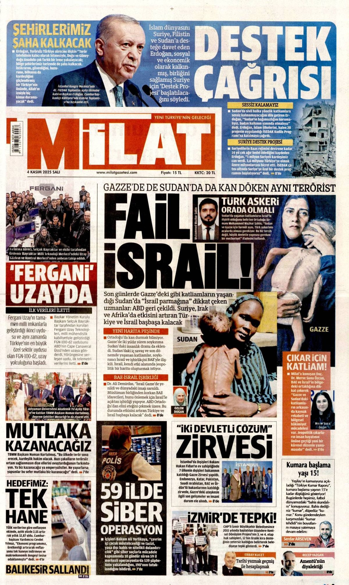 Cumhurbaşkanı Erdoğan'ın "Emperyalistler Kıbrıs'ı menüye eklemek istiyor" sözleri manşetlerde! Hangi gazete nasıl gördü? 10