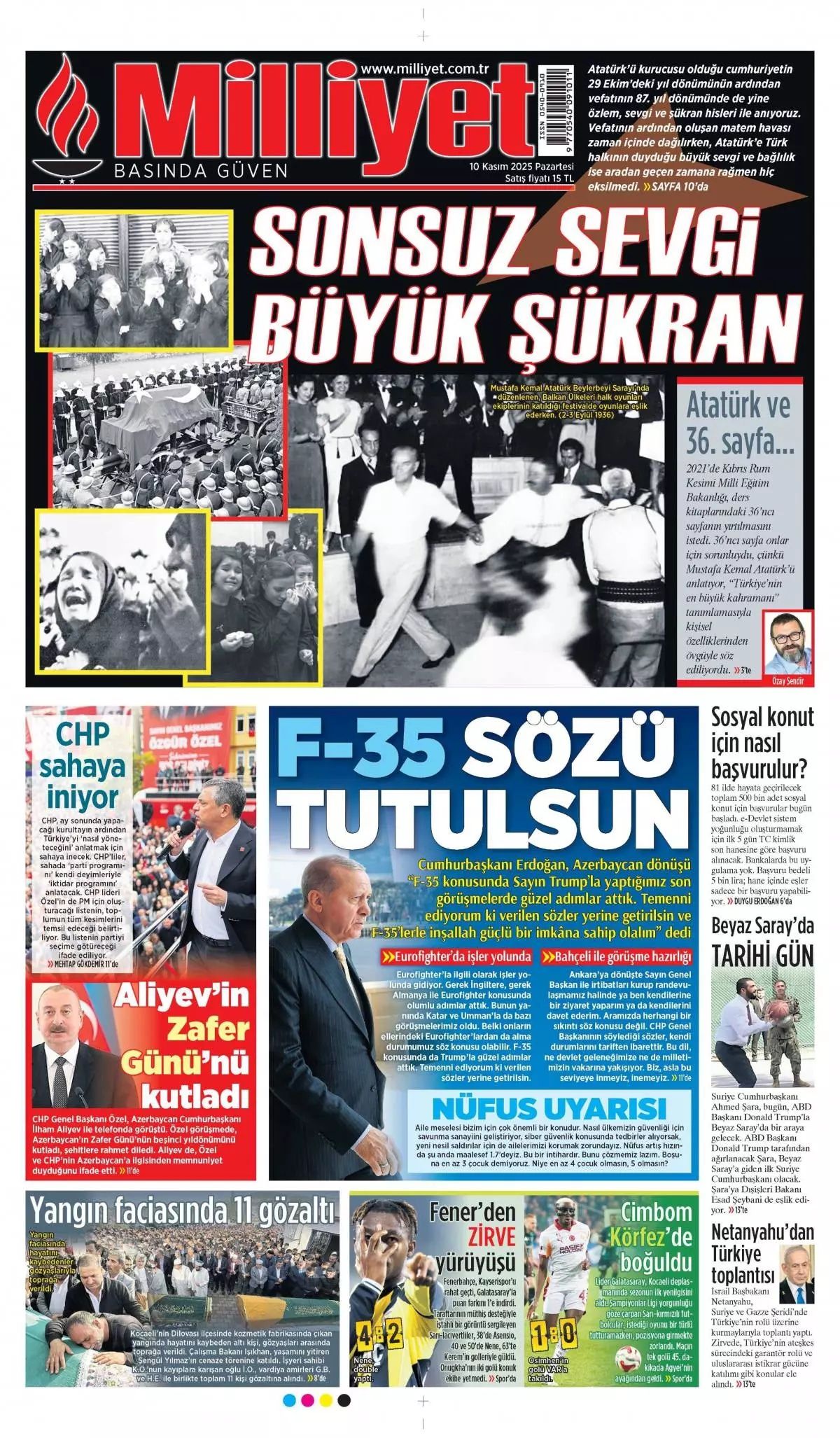 Gazi Mustafa Kemal Atatürk'ün vefatının 87. yılı... Manşetler siyah beyaza büründü! 10 Kasım gazete manşetleri! 1