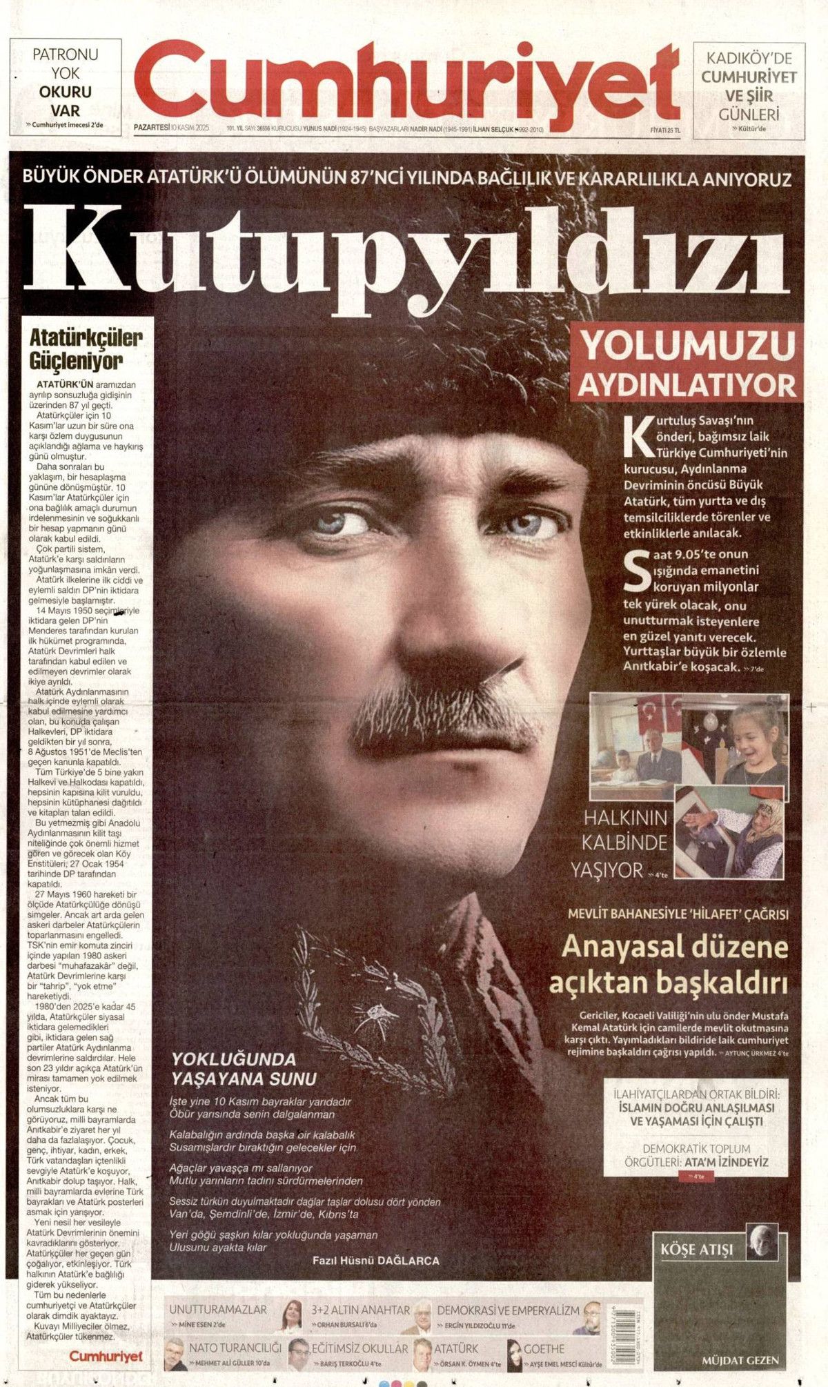Gazi Mustafa Kemal Atatürk'ün vefatının 87. yılı... Manşetler siyah beyaza büründü! 10 Kasım gazete manşetleri! 10