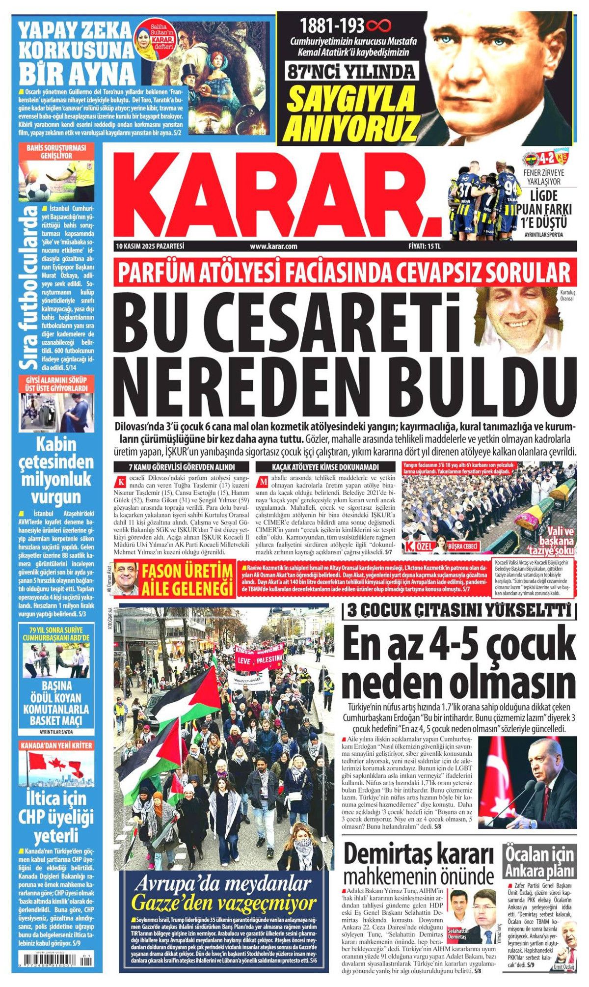 Gazi Mustafa Kemal Atatürk'ün vefatının 87. yılı... Manşetler siyah beyaza büründü! 10 Kasım gazete manşetleri! 7