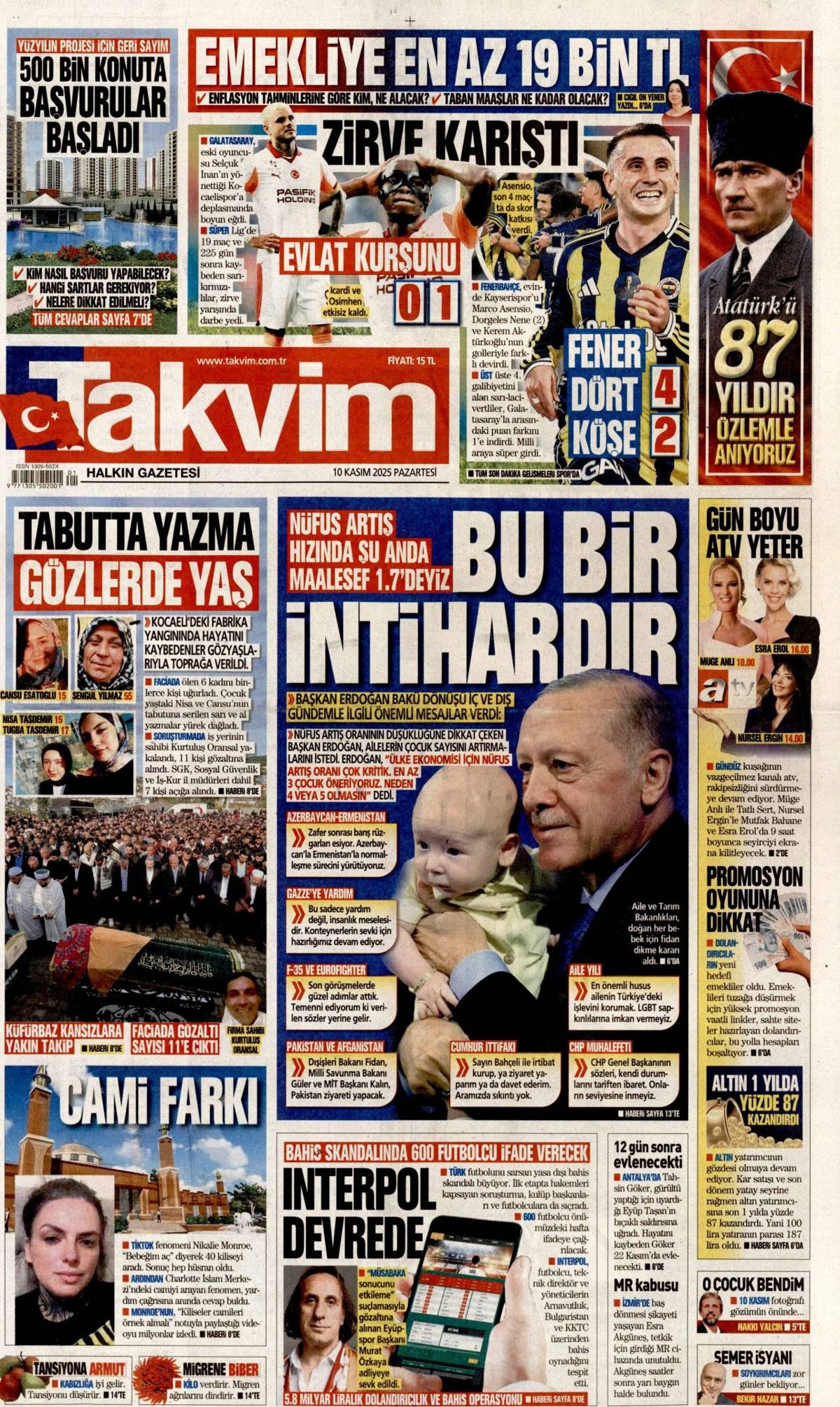 Gazi Mustafa Kemal Atatürk'ün vefatının 87. yılı... Manşetler siyah beyaza büründü! 10 Kasım gazete manşetleri! 21