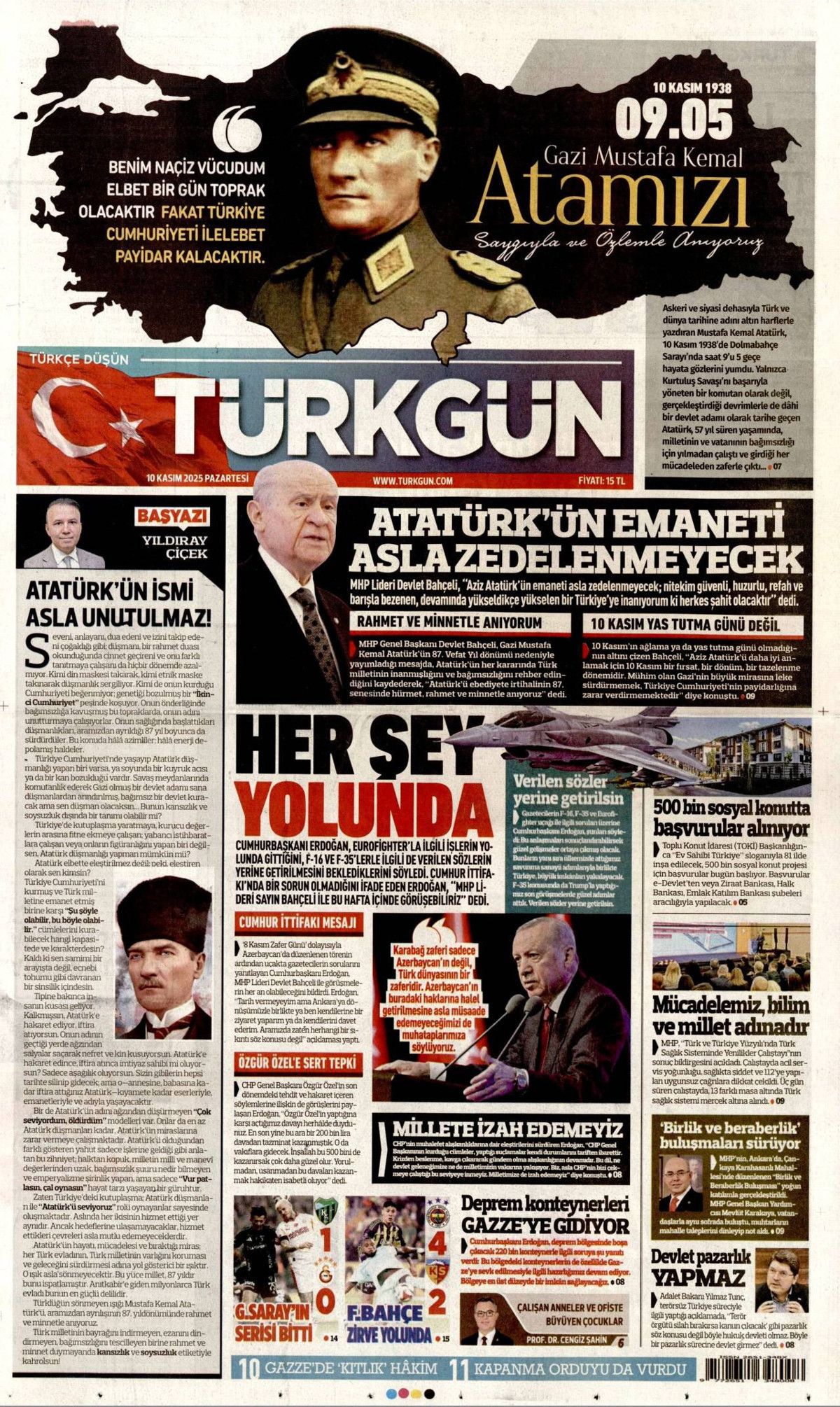 Gazi Mustafa Kemal Atatürk'ün vefatının 87. yılı... Manşetler siyah beyaza büründü! 10 Kasım gazete manşetleri! 9