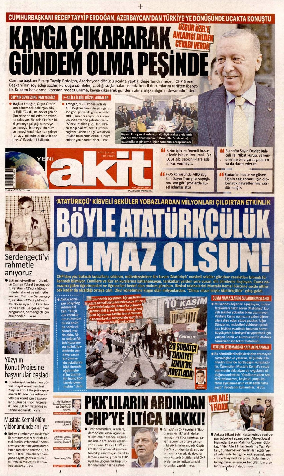 Gazi Mustafa Kemal Atatürk'ün vefatının 87. yılı... Manşetler siyah beyaza büründü! 10 Kasım gazete manşetleri! 22