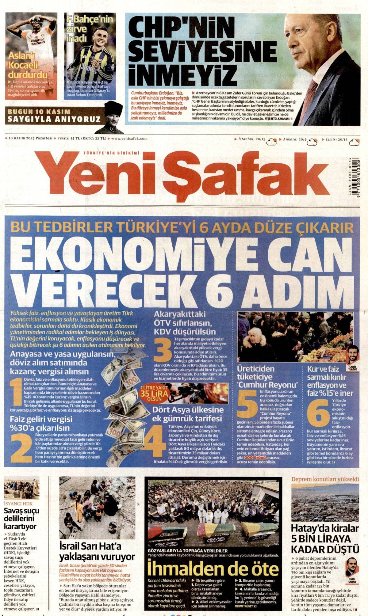 Gazi Mustafa Kemal Atatürk'ün vefatının 87. yılı... Manşetler siyah beyaza büründü! 10 Kasım gazete manşetleri! 4