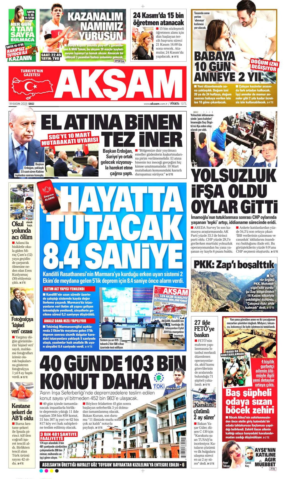 PKK, 45 yıl sonra Zap'tan çekildi! Peki uzmanlar ne diyor? İşte 18 Kasım gazete manşetleri... 15