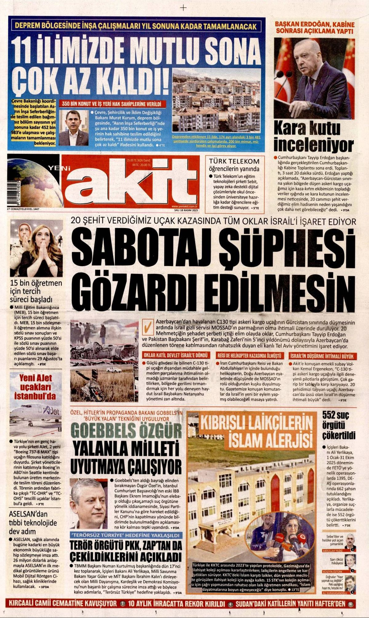 PKK, 45 yıl sonra Zap'tan çekildi! Peki uzmanlar ne diyor? İşte 18 Kasım gazete manşetleri... 22