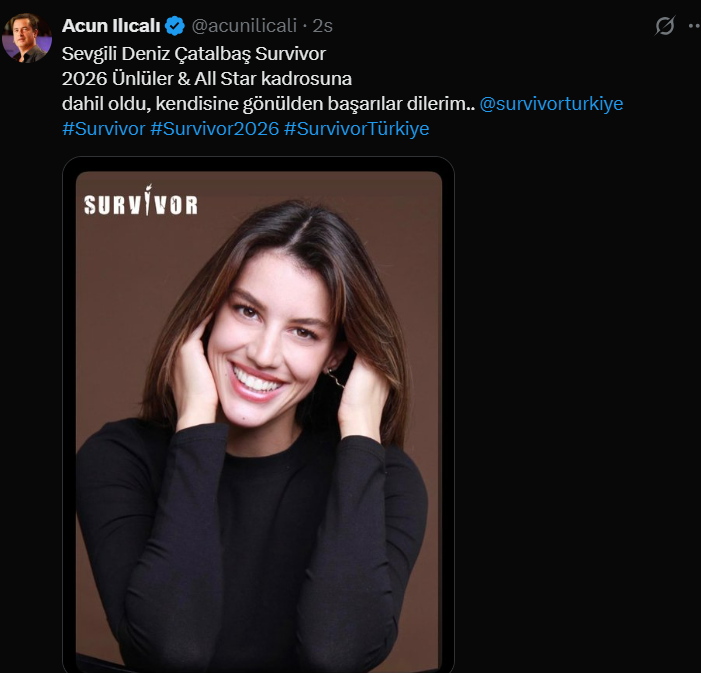 Acun ılıcalı'dan büyük sürpriz! Türkiye güzeli Deniz Çatalbaş, Survivor 2026 kadrosunda 2