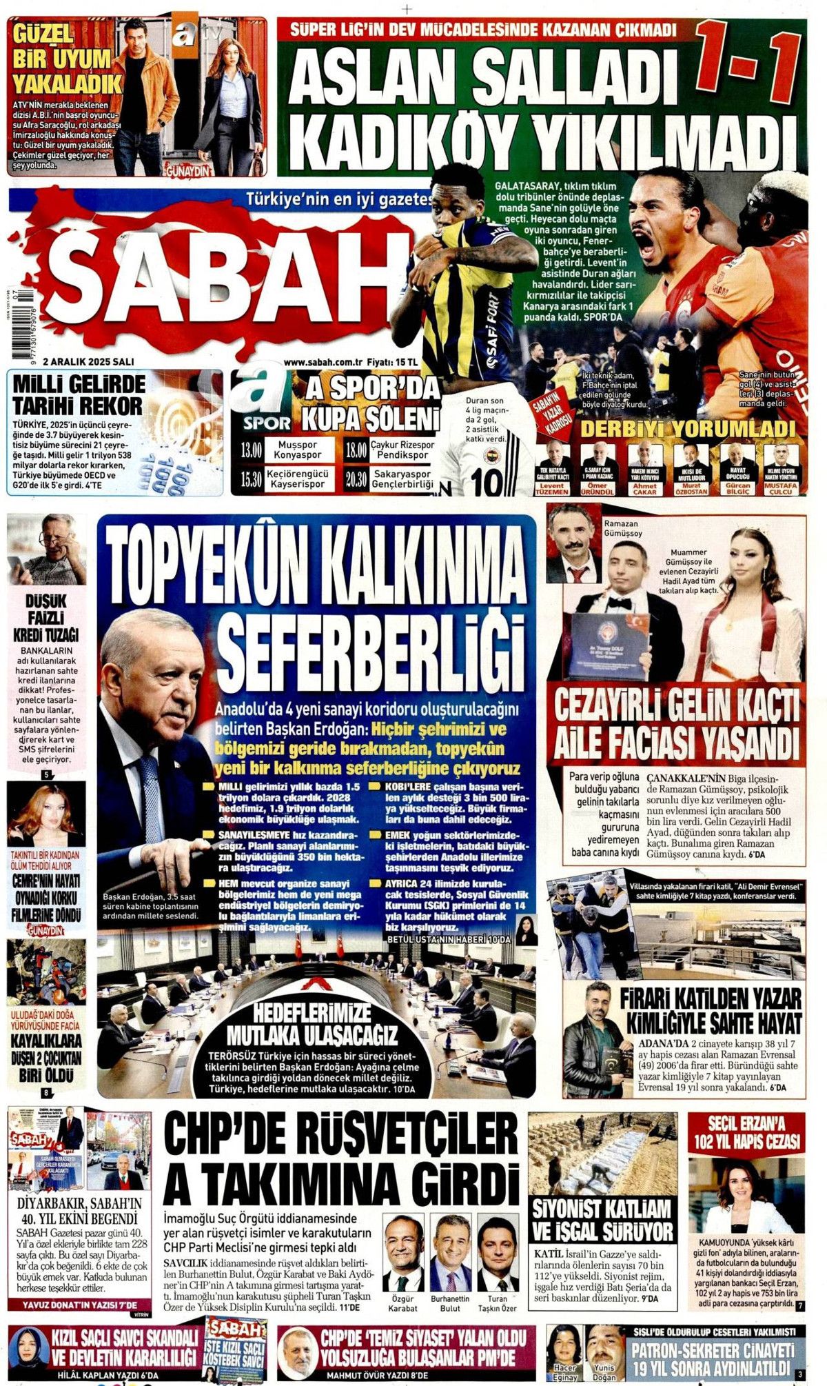 Topyekün kalkınma seferberliği başlıyor! Cumhurbaşkanı Erdoğan'ın müjdesi manşetlerde... 3