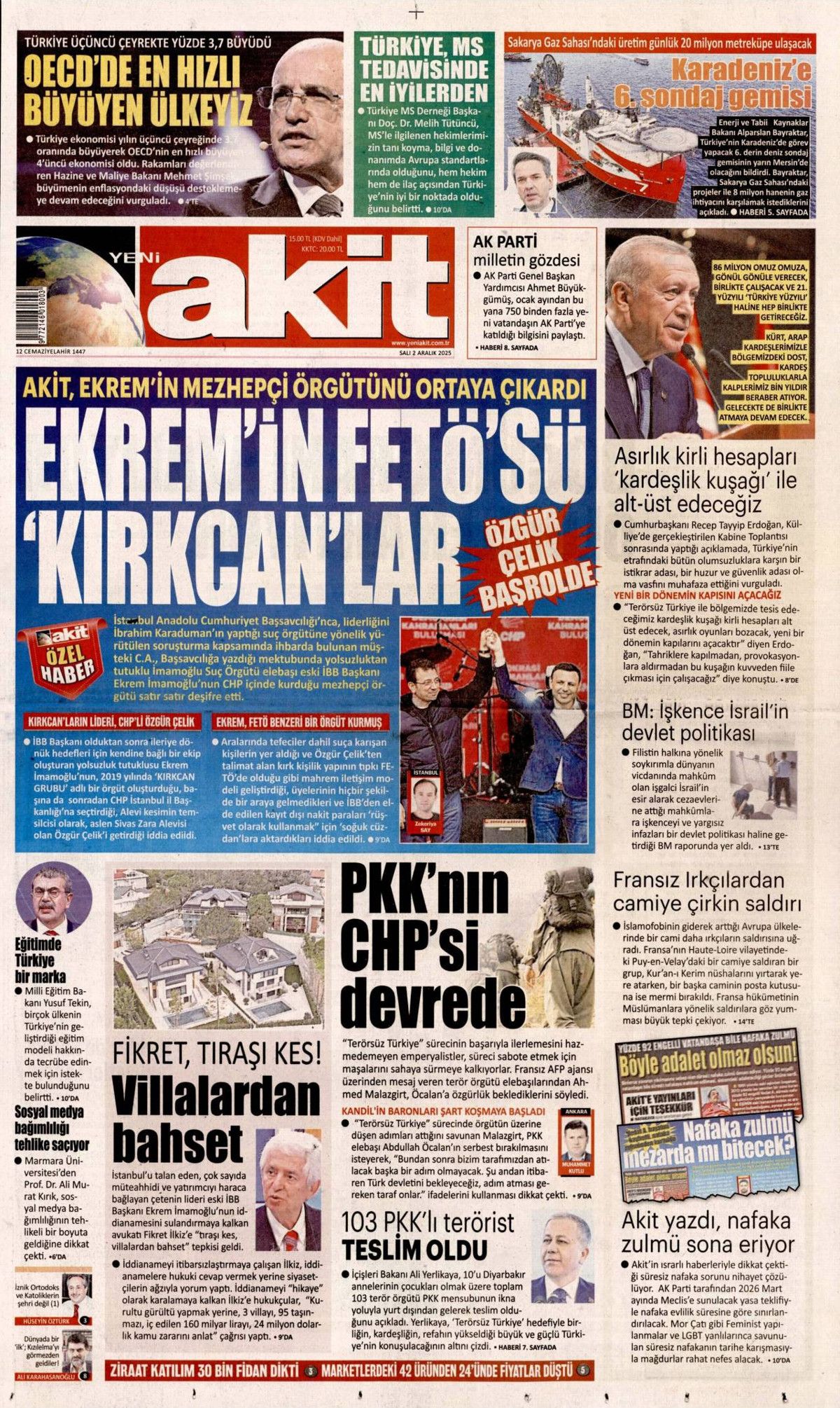 Topyekün kalkınma seferberliği başlıyor! Cumhurbaşkanı Erdoğan'ın müjdesi manşetlerde... 20