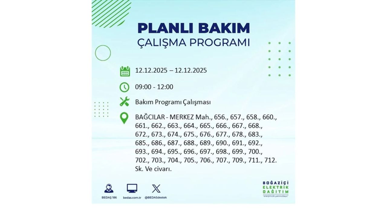 İstanbul'da büyük kesinti! İşte 12 Aralık Cuma günü İstanbul'da elektrik kesintisi yaşanacak ilçeler (İstanbul'da elektrikler ne zaman gelecek) 14