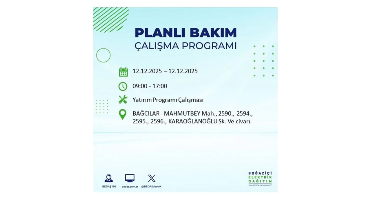 İstanbul'da büyük kesinti! İşte 12 Aralık Cuma günü İstanbul'da elektrik kesintisi yaşanacak ilçeler (İstanbul'da elektrikler ne zaman gelecek) 17