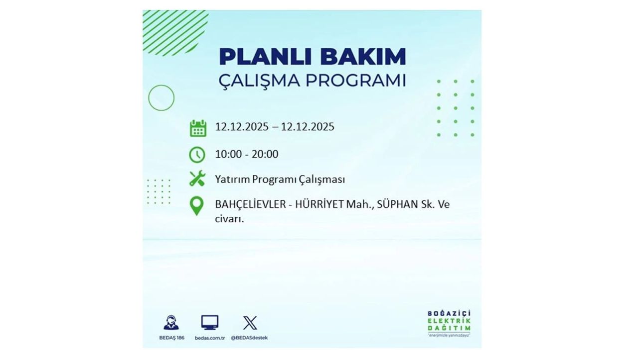 İstanbul'da büyük kesinti! İşte 12 Aralık Cuma günü İstanbul'da elektrik kesintisi yaşanacak ilçeler (İstanbul'da elektrikler ne zaman gelecek) 23