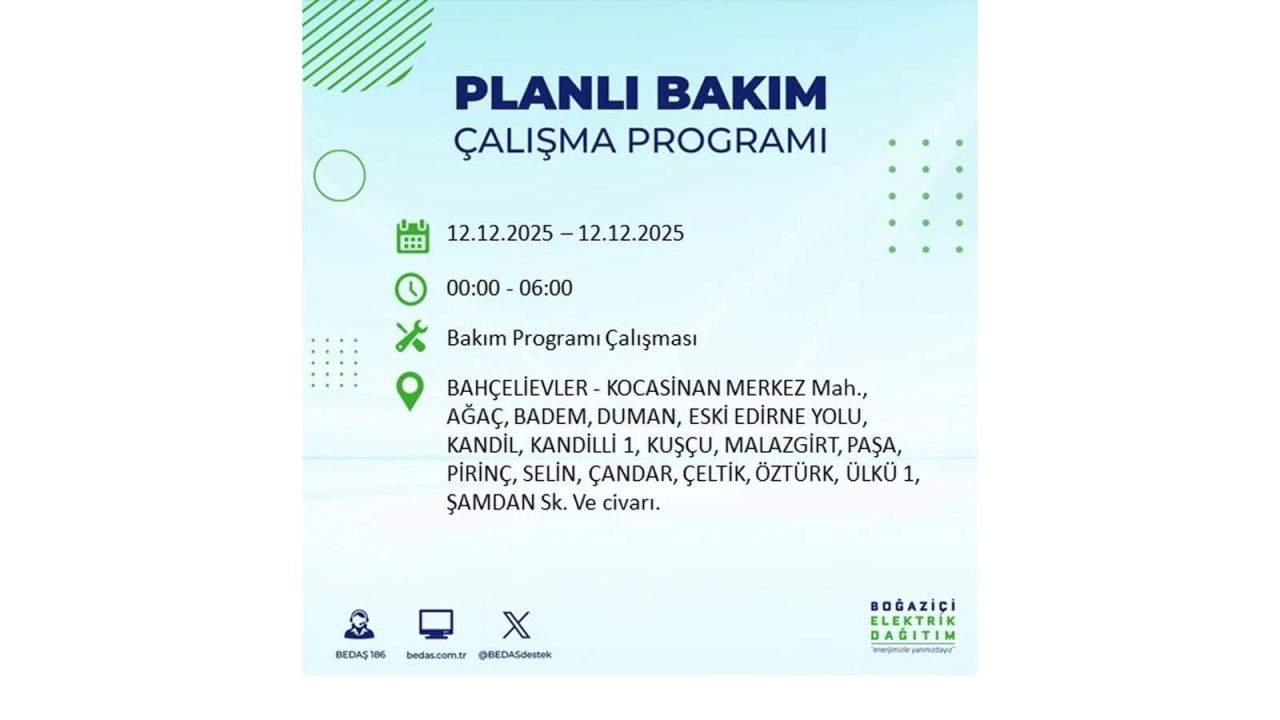 İstanbul'da büyük kesinti! İşte 12 Aralık Cuma günü İstanbul'da elektrik kesintisi yaşanacak ilçeler (İstanbul'da elektrikler ne zaman gelecek) 27