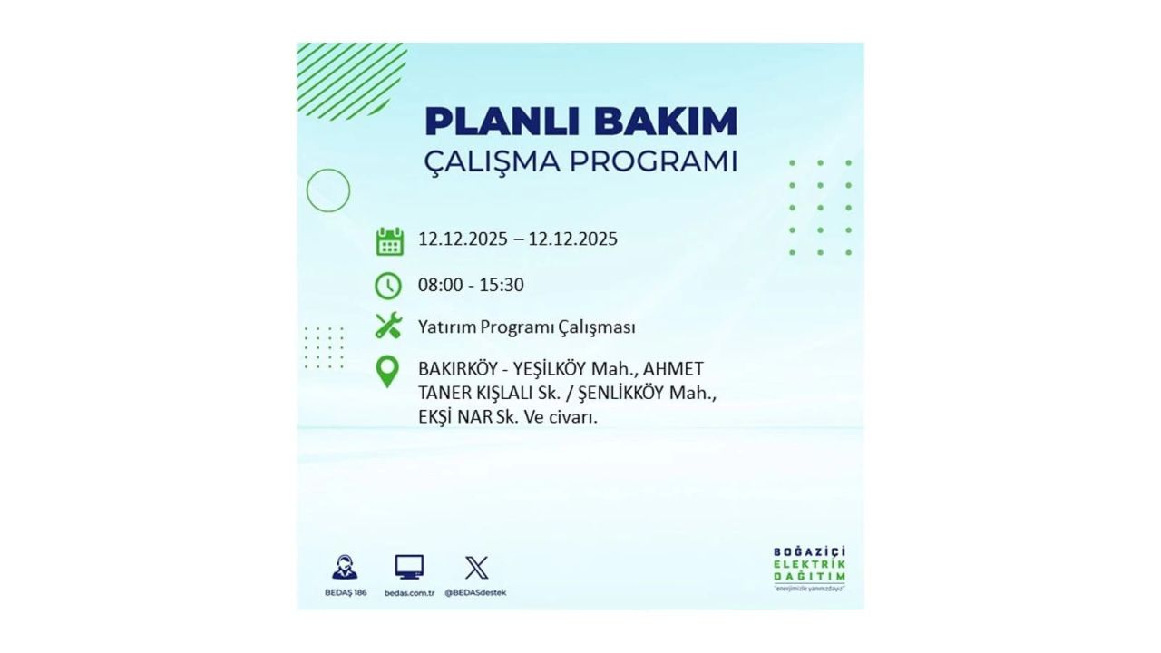 İstanbul'da büyük kesinti! İşte 12 Aralık Cuma günü İstanbul'da elektrik kesintisi yaşanacak ilçeler (İstanbul'da elektrikler ne zaman gelecek) 29