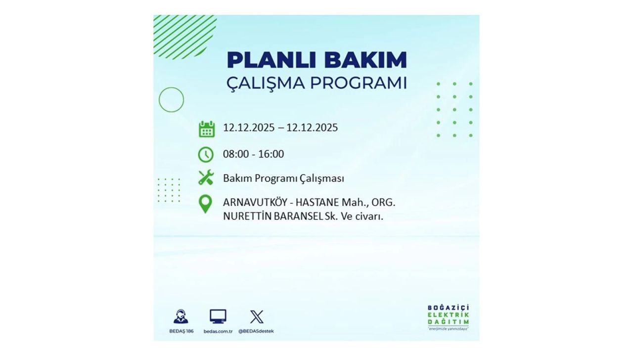 İstanbul'da büyük kesinti! İşte 12 Aralık Cuma günü İstanbul'da elektrik kesintisi yaşanacak ilçeler (İstanbul'da elektrikler ne zaman gelecek) 3