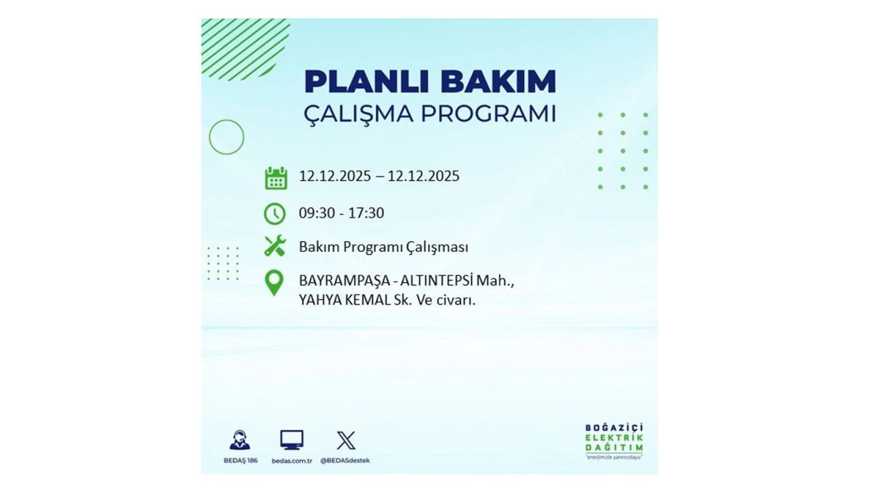İstanbul'da büyük kesinti! İşte 12 Aralık Cuma günü İstanbul'da elektrik kesintisi yaşanacak ilçeler (İstanbul'da elektrikler ne zaman gelecek) 30