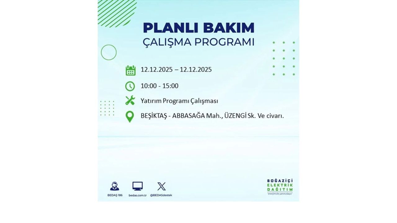 İstanbul'da büyük kesinti! İşte 12 Aralık Cuma günü İstanbul'da elektrik kesintisi yaşanacak ilçeler (İstanbul'da elektrikler ne zaman gelecek) 31