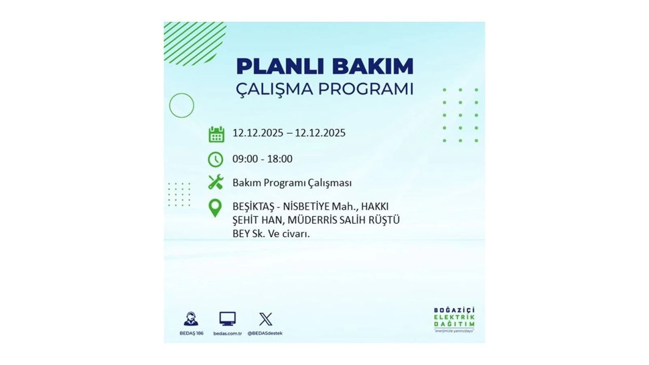 İstanbul'da büyük kesinti! İşte 12 Aralık Cuma günü İstanbul'da elektrik kesintisi yaşanacak ilçeler (İstanbul'da elektrikler ne zaman gelecek) 33