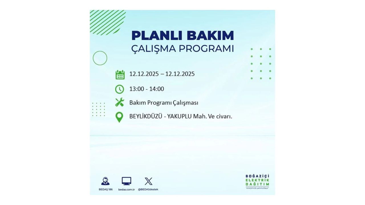 İstanbul'da büyük kesinti! İşte 12 Aralık Cuma günü İstanbul'da elektrik kesintisi yaşanacak ilçeler (İstanbul'da elektrikler ne zaman gelecek) 34