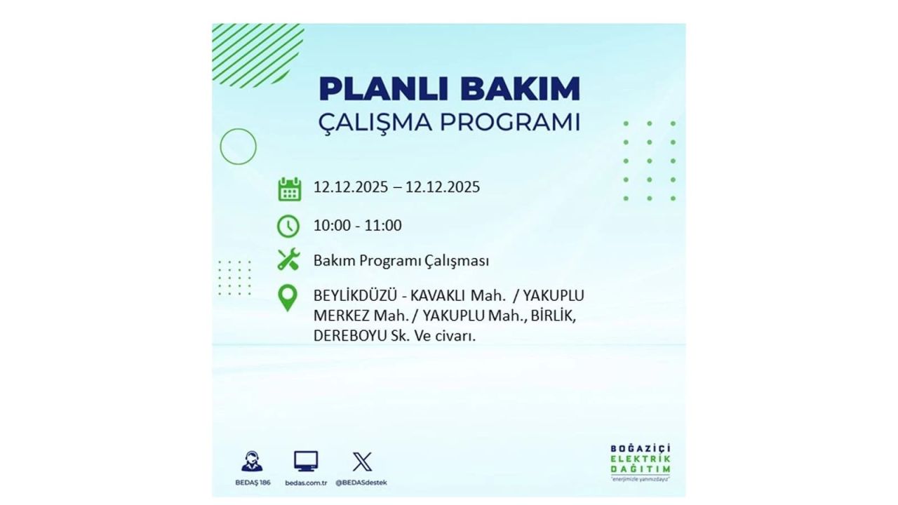 İstanbul'da büyük kesinti! İşte 12 Aralık Cuma günü İstanbul'da elektrik kesintisi yaşanacak ilçeler (İstanbul'da elektrikler ne zaman gelecek) 36