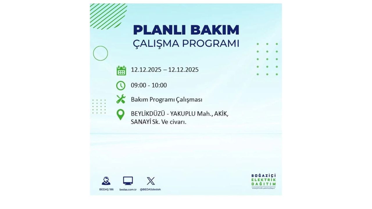 İstanbul'da büyük kesinti! İşte 12 Aralık Cuma günü İstanbul'da elektrik kesintisi yaşanacak ilçeler (İstanbul'da elektrikler ne zaman gelecek) 37