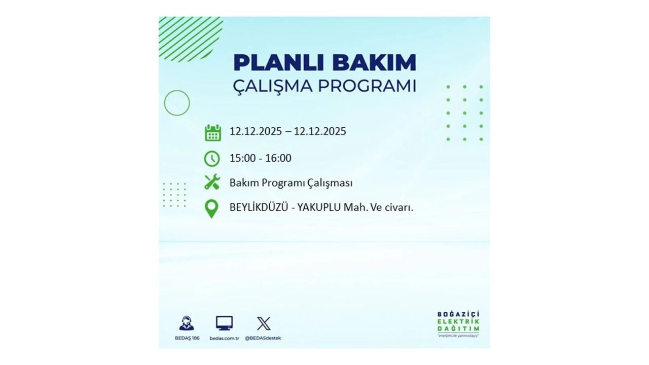 İstanbul'da büyük kesinti! İşte 12 Aralık Cuma günü İstanbul'da elektrik kesintisi yaşanacak ilçeler (İstanbul'da elektrikler ne zaman gelecek) 40