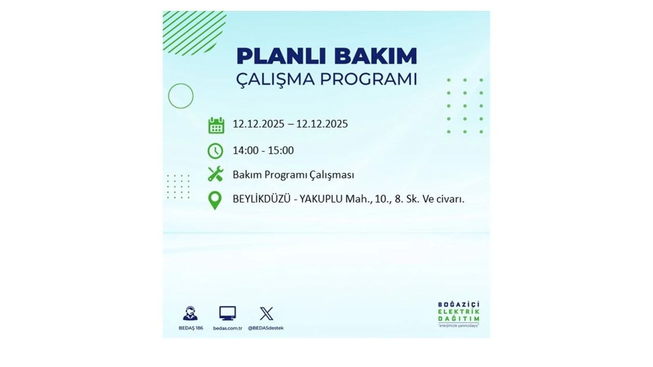 İstanbul'da büyük kesinti! İşte 12 Aralık Cuma günü İstanbul'da elektrik kesintisi yaşanacak ilçeler (İstanbul'da elektrikler ne zaman gelecek) 41