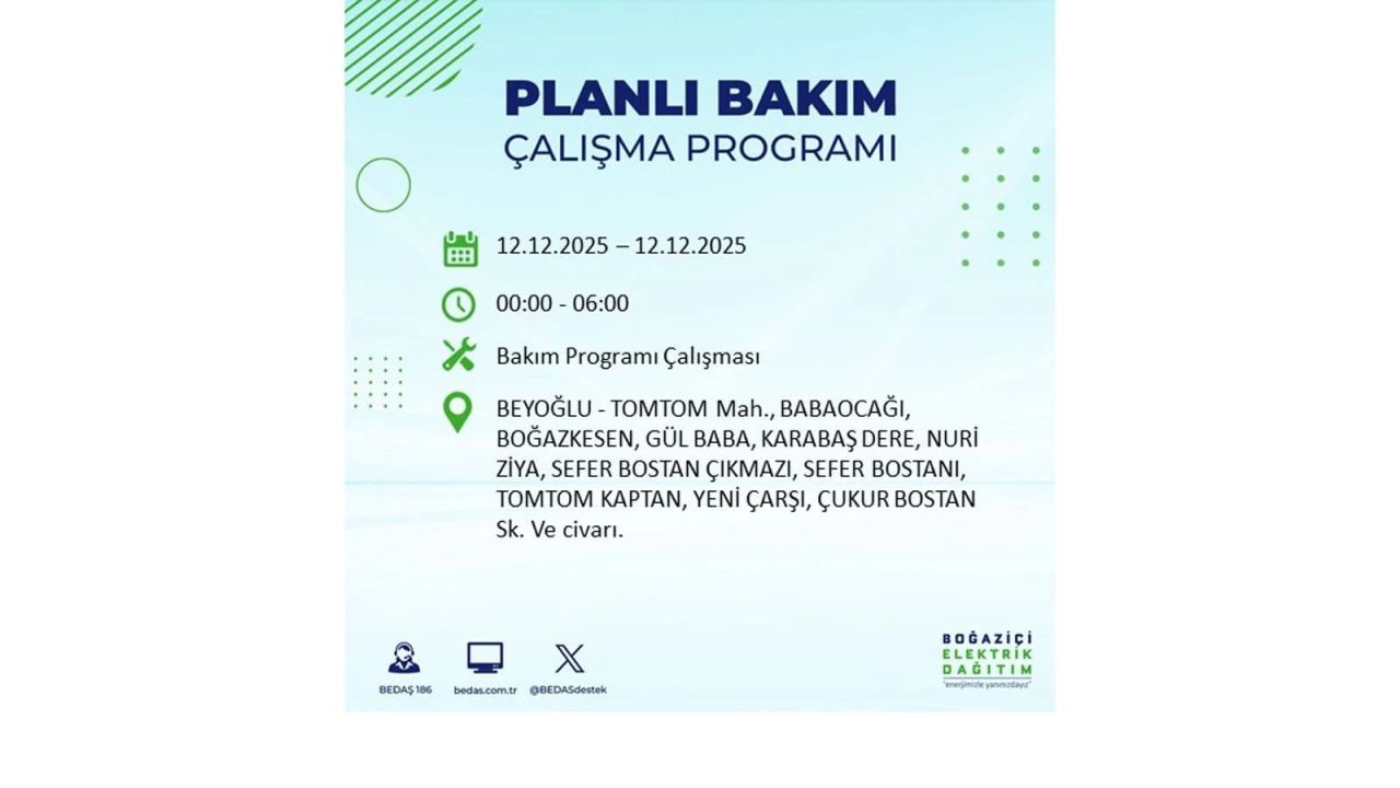 İstanbul'da büyük kesinti! İşte 12 Aralık Cuma günü İstanbul'da elektrik kesintisi yaşanacak ilçeler (İstanbul'da elektrikler ne zaman gelecek) 43