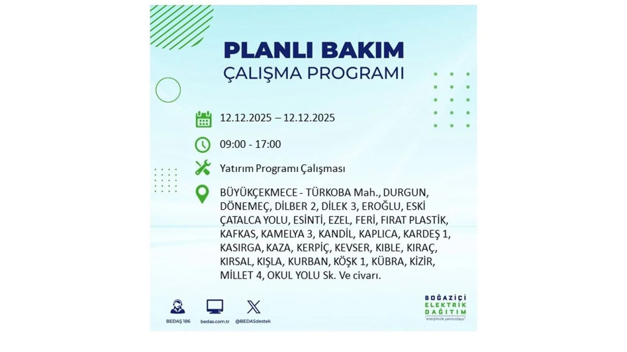 İstanbul'da büyük kesinti! İşte 12 Aralık Cuma günü İstanbul'da elektrik kesintisi yaşanacak ilçeler (İstanbul'da elektrikler ne zaman gelecek) 49