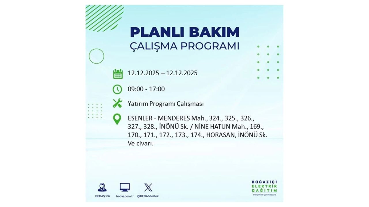 İstanbul'da büyük kesinti! İşte 12 Aralık Cuma günü İstanbul'da elektrik kesintisi yaşanacak ilçeler (İstanbul'da elektrikler ne zaman gelecek) 55