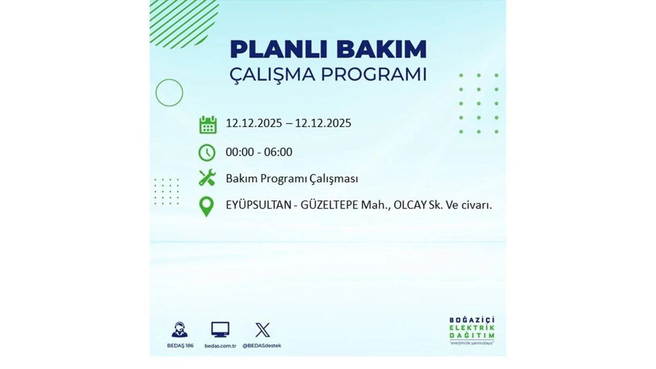 İstanbul'da büyük kesinti! İşte 12 Aralık Cuma günü İstanbul'da elektrik kesintisi yaşanacak ilçeler (İstanbul'da elektrikler ne zaman gelecek) 59