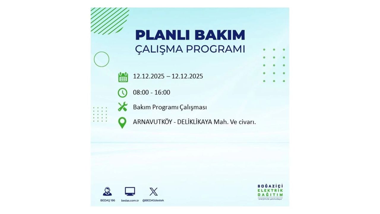 İstanbul'da büyük kesinti! İşte 12 Aralık Cuma günü İstanbul'da elektrik kesintisi yaşanacak ilçeler (İstanbul'da elektrikler ne zaman gelecek) 6