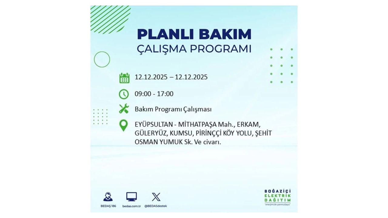 İstanbul'da büyük kesinti! İşte 12 Aralık Cuma günü İstanbul'da elektrik kesintisi yaşanacak ilçeler (İstanbul'da elektrikler ne zaman gelecek) 61