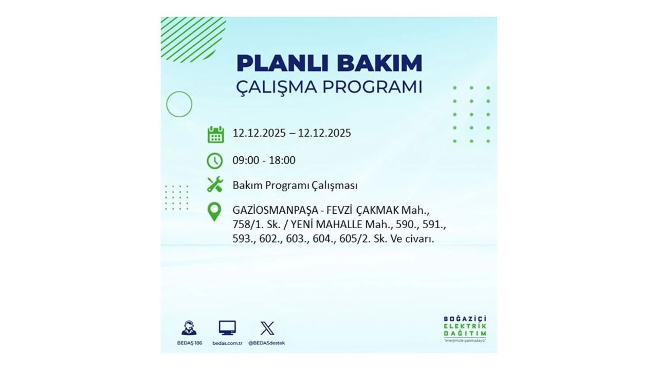 İstanbul'da büyük kesinti! İşte 12 Aralık Cuma günü İstanbul'da elektrik kesintisi yaşanacak ilçeler (İstanbul'da elektrikler ne zaman gelecek) 62