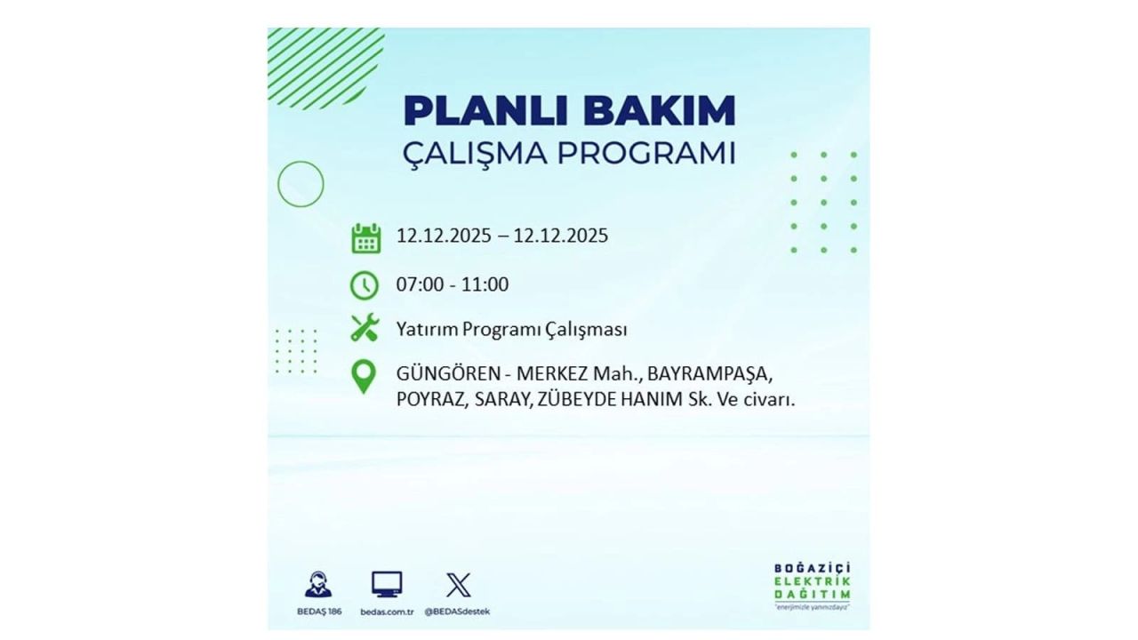 İstanbul'da büyük kesinti! İşte 12 Aralık Cuma günü İstanbul'da elektrik kesintisi yaşanacak ilçeler (İstanbul'da elektrikler ne zaman gelecek) 63