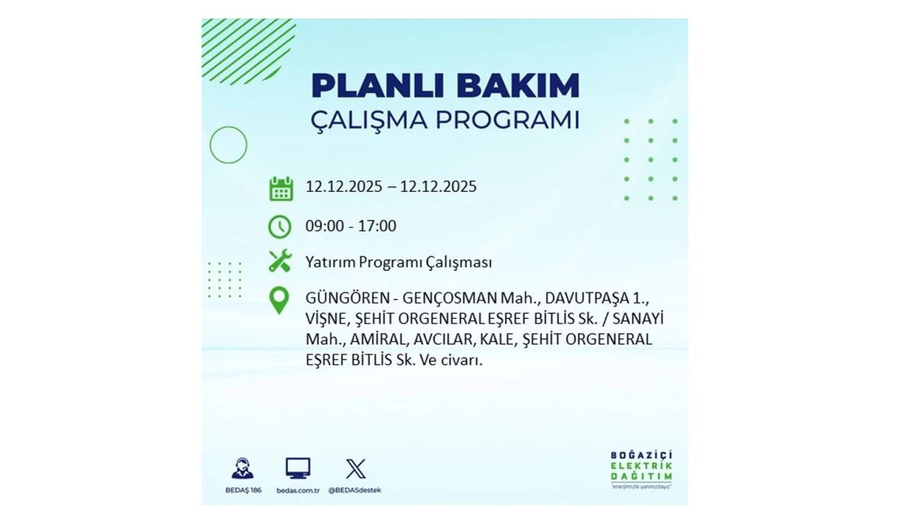 İstanbul'da büyük kesinti! İşte 12 Aralık Cuma günü İstanbul'da elektrik kesintisi yaşanacak ilçeler (İstanbul'da elektrikler ne zaman gelecek) 64