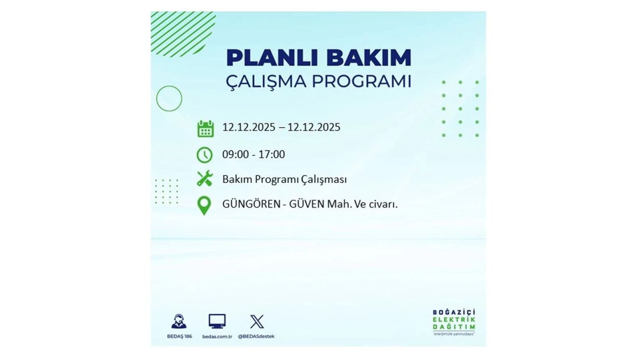İstanbul'da büyük kesinti! İşte 12 Aralık Cuma günü İstanbul'da elektrik kesintisi yaşanacak ilçeler (İstanbul'da elektrikler ne zaman gelecek) 71