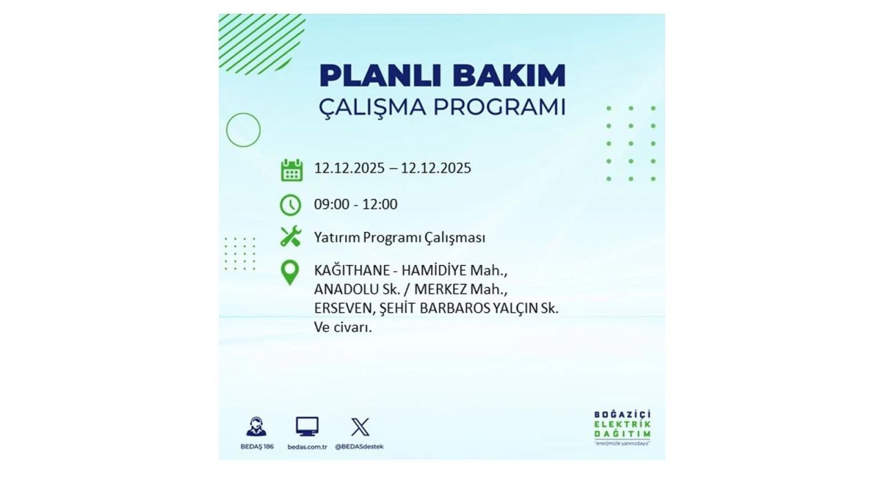 İstanbul'da büyük kesinti! İşte 12 Aralık Cuma günü İstanbul'da elektrik kesintisi yaşanacak ilçeler (İstanbul'da elektrikler ne zaman gelecek) 72