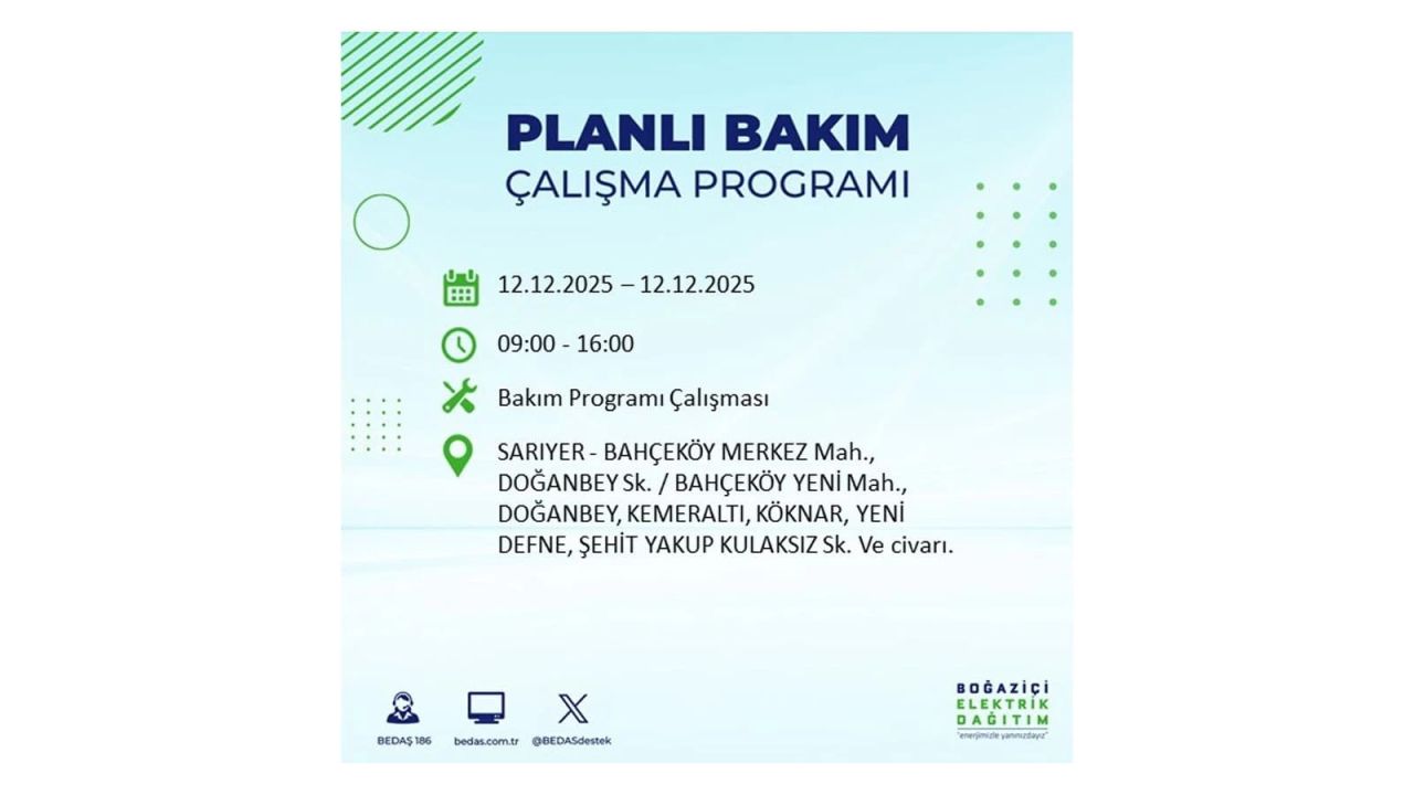 İstanbul'da büyük kesinti! İşte 12 Aralık Cuma günü İstanbul'da elektrik kesintisi yaşanacak ilçeler (İstanbul'da elektrikler ne zaman gelecek) 74