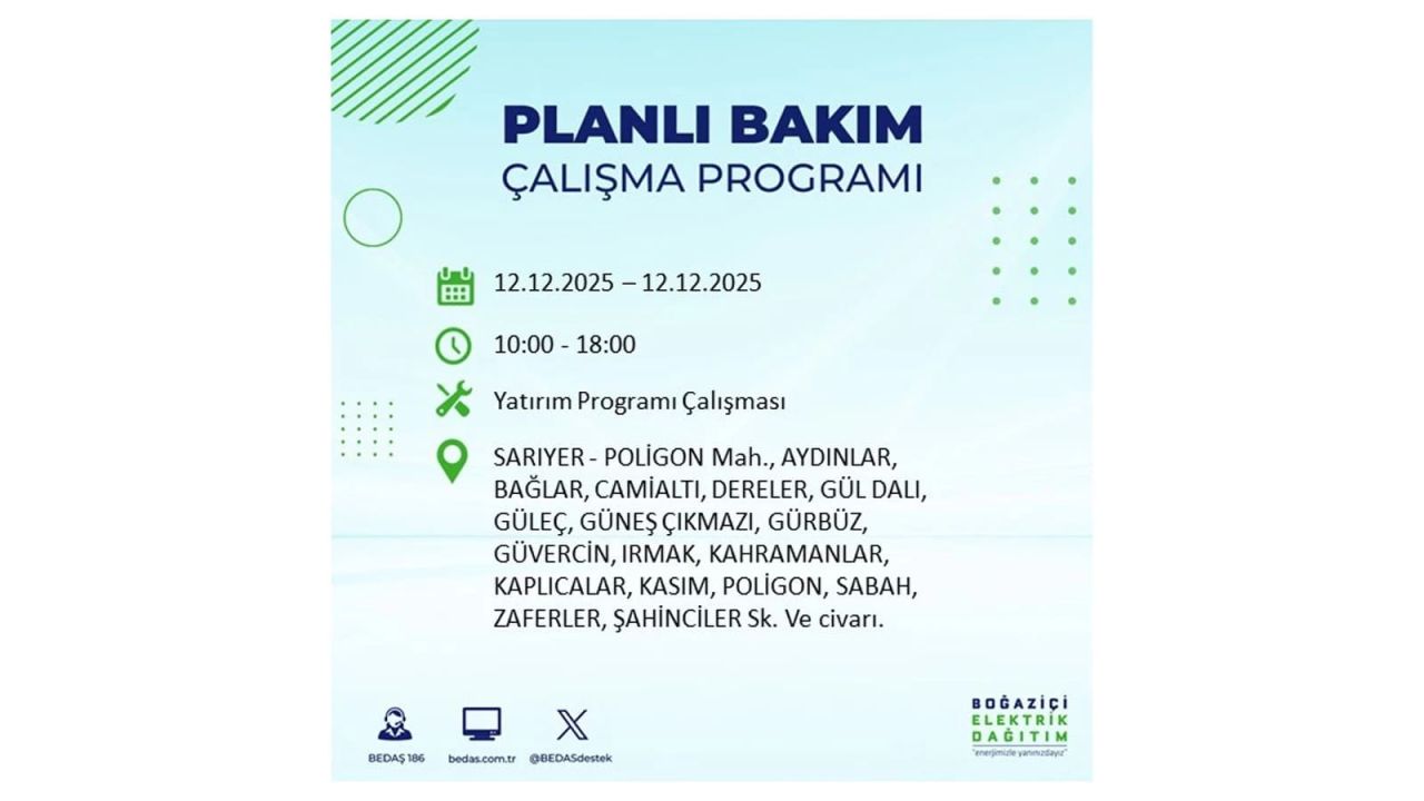 İstanbul'da büyük kesinti! İşte 12 Aralık Cuma günü İstanbul'da elektrik kesintisi yaşanacak ilçeler (İstanbul'da elektrikler ne zaman gelecek) 76