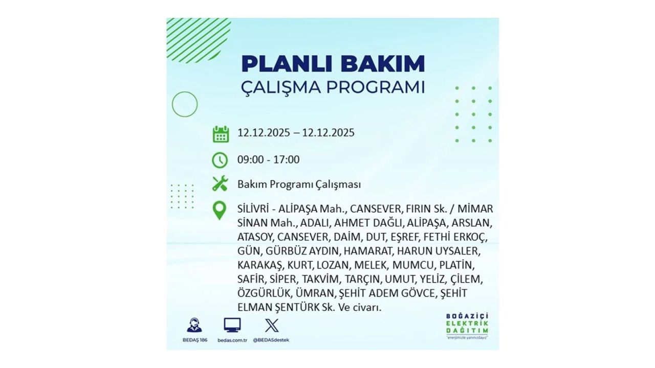 İstanbul'da büyük kesinti! İşte 12 Aralık Cuma günü İstanbul'da elektrik kesintisi yaşanacak ilçeler (İstanbul'da elektrikler ne zaman gelecek) 77