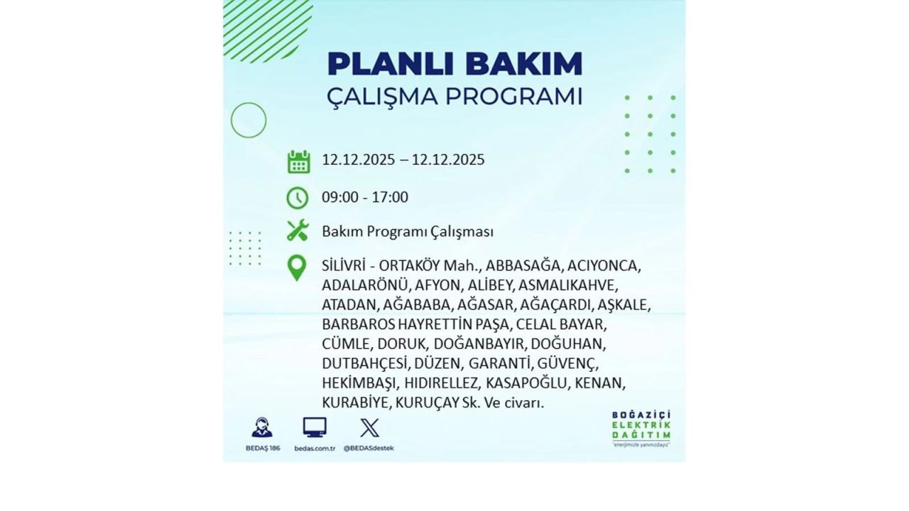 İstanbul'da büyük kesinti! İşte 12 Aralık Cuma günü İstanbul'da elektrik kesintisi yaşanacak ilçeler (İstanbul'da elektrikler ne zaman gelecek) 80