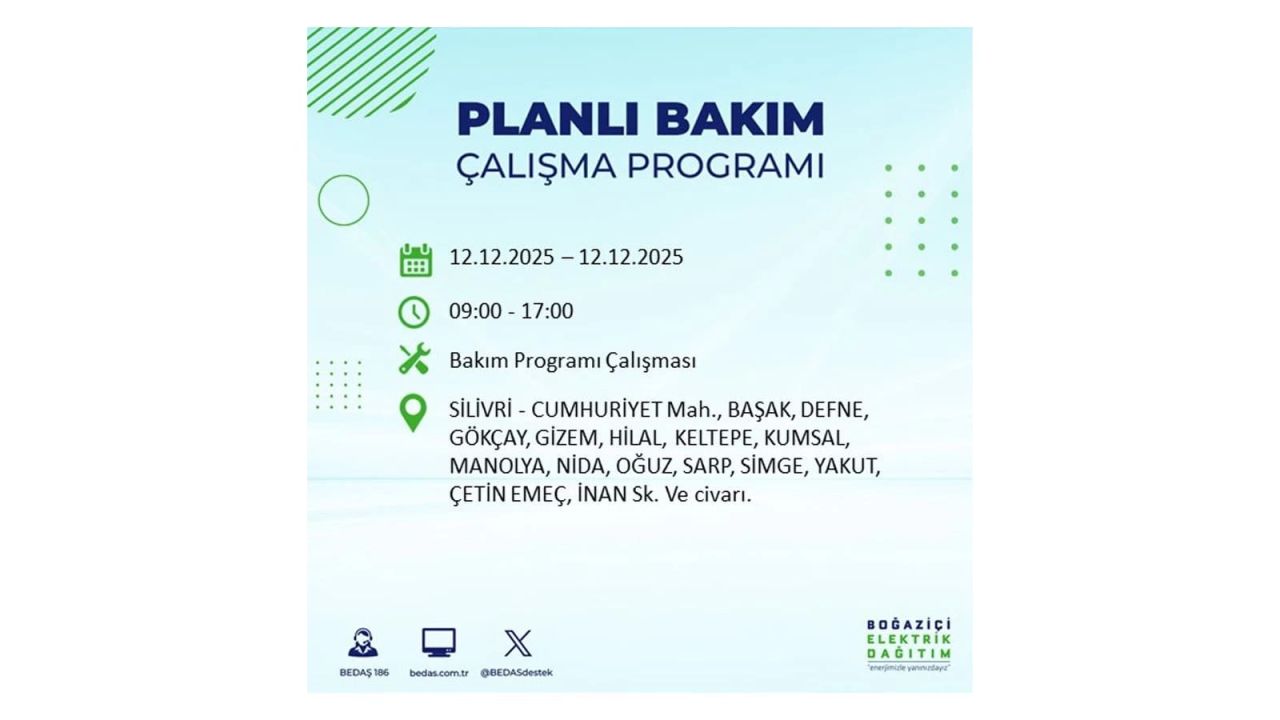 İstanbul'da büyük kesinti! İşte 12 Aralık Cuma günü İstanbul'da elektrik kesintisi yaşanacak ilçeler (İstanbul'da elektrikler ne zaman gelecek) 81