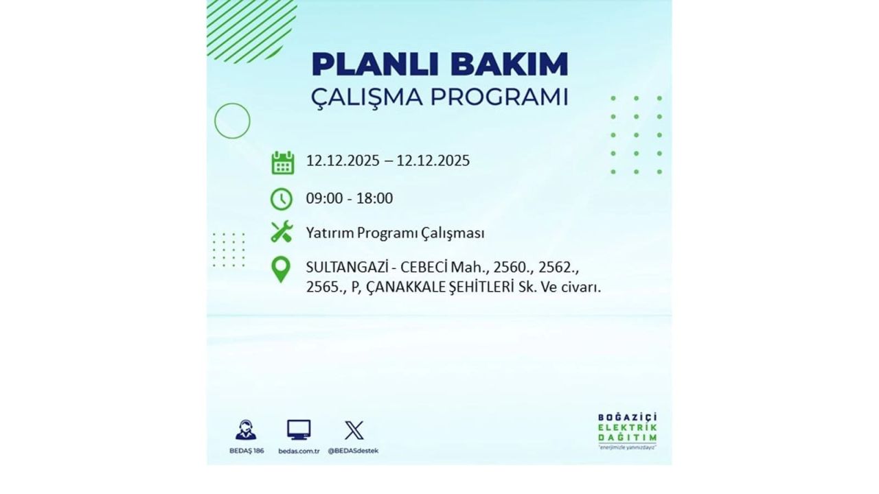İstanbul'da büyük kesinti! İşte 12 Aralık Cuma günü İstanbul'da elektrik kesintisi yaşanacak ilçeler (İstanbul'da elektrikler ne zaman gelecek) 84